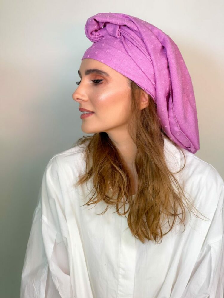 ⁦כיסוי ראש לונג - ורוד פוקסיה עובי בינוני⁩ – תמונה ⁦3⁩