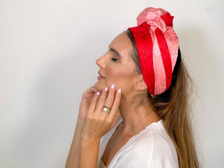 ⁦כיסוי ראש לונג -משולב אדום פוקסיה⁩ – תמונה ⁦6⁩