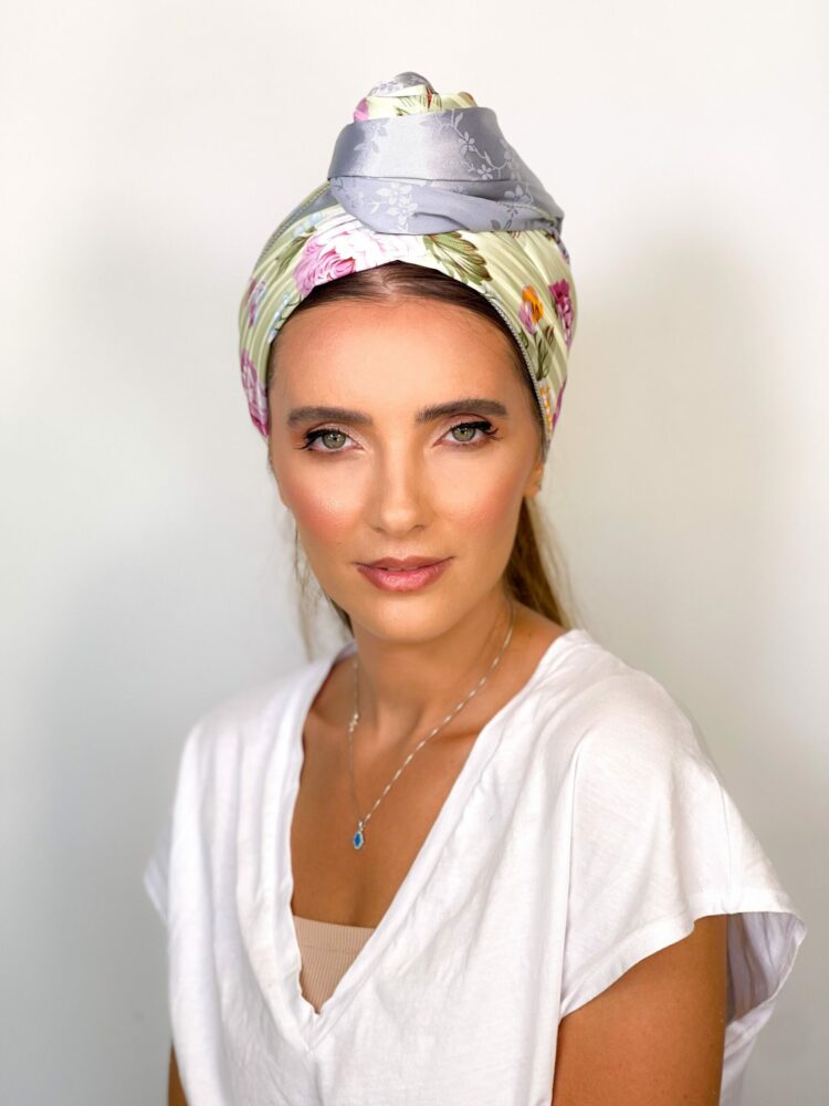 ⁦כיסוי ראש לונג - משולב אפור⁩ – תמונה ⁦3⁩