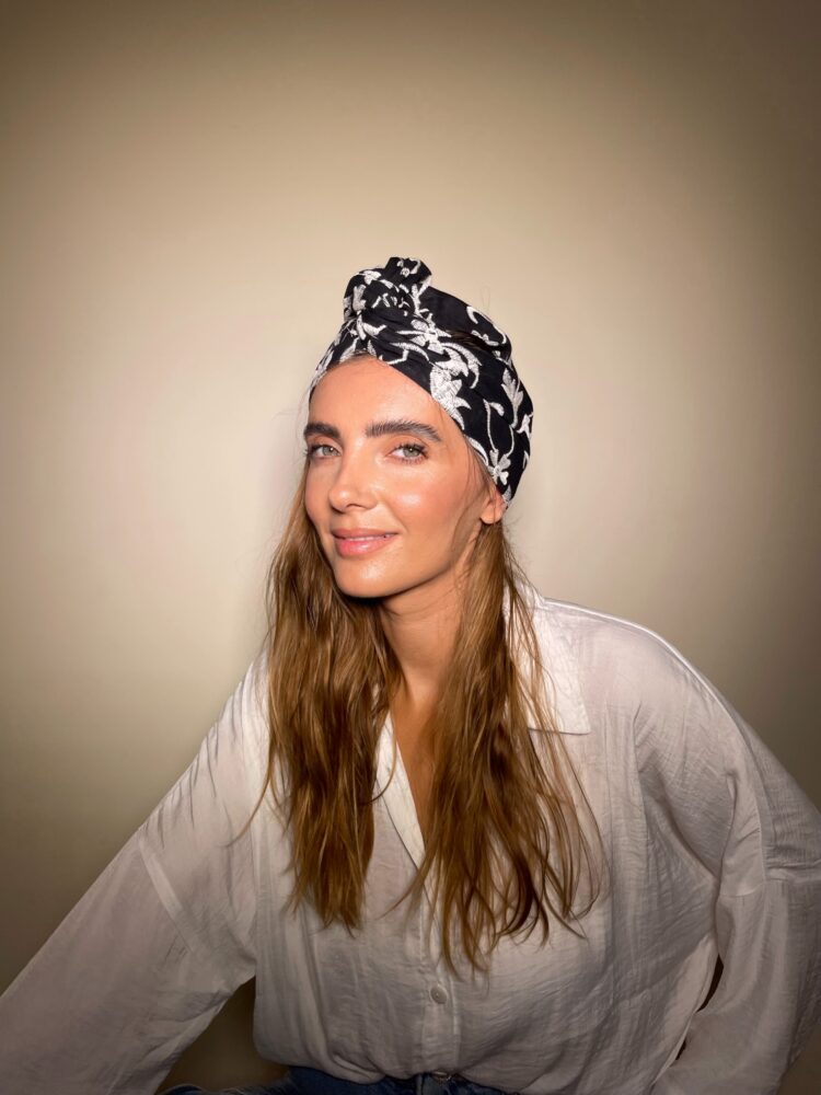 ⁦סרט פטנט - שחור לבן פרחים⁩ – תמונה ⁦3⁩