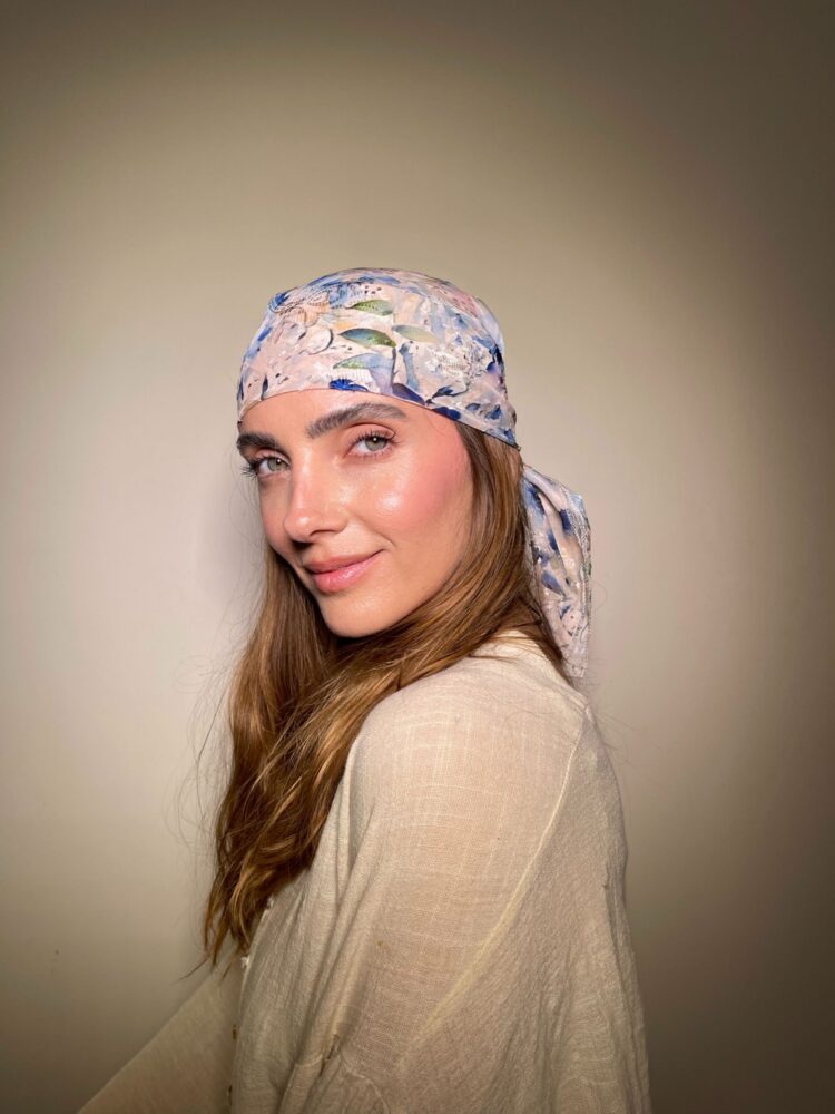 BANDANA - פרחוני כחול כהה